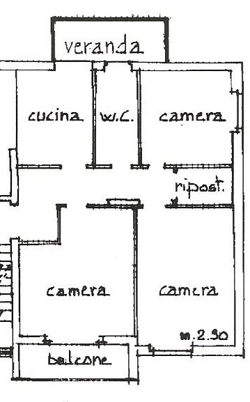 Planimetria Cuneo, corso Gramsci quadrilocale con due garage - Cuneo